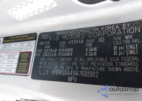 2010 Kia Sportage Lx from USA, damaged, VIN KNDKG3A49A7691982